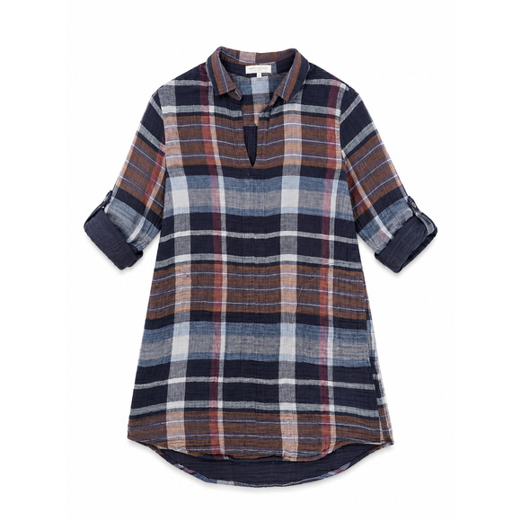 Side Stitch Dresses & Skirts - Side Stitch Los Angeles Plaid Cotton Gauze Shirt Dress Medium